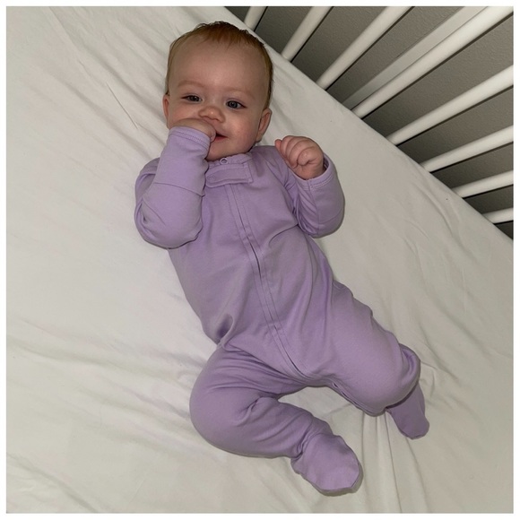 LAVENDER | Organic Blush Lotus baby toddler footie - Picture 2 of 2